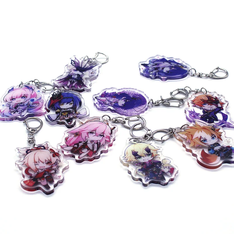 

Game Keychain Genshin Impact Characters Raiden Shogun for people Car Keychains Accessories Bag Pendant Key Chain Friends Gifts