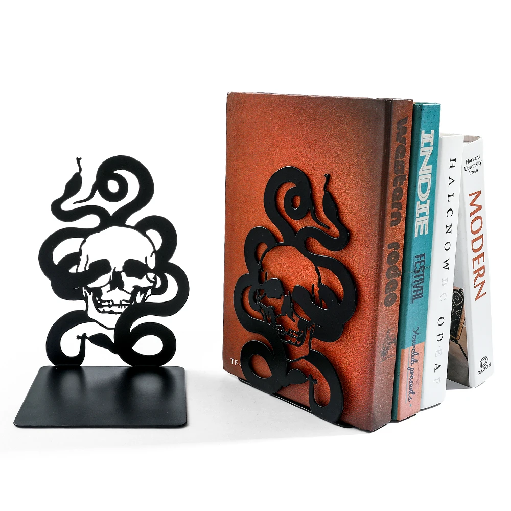 Book Holder Skeletons and Snake Book Ends for Woman Man Gift Office Desktop Home
