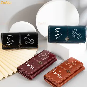 Portafoglio da donna Love Letter Element Easy White Line Puppy, portafogli lunghi per carte, portamonete, borsette da donna