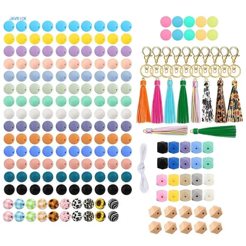 

Chewing Beads Handicraft Bracelet Accessories Round Silicone Bead with Tassels