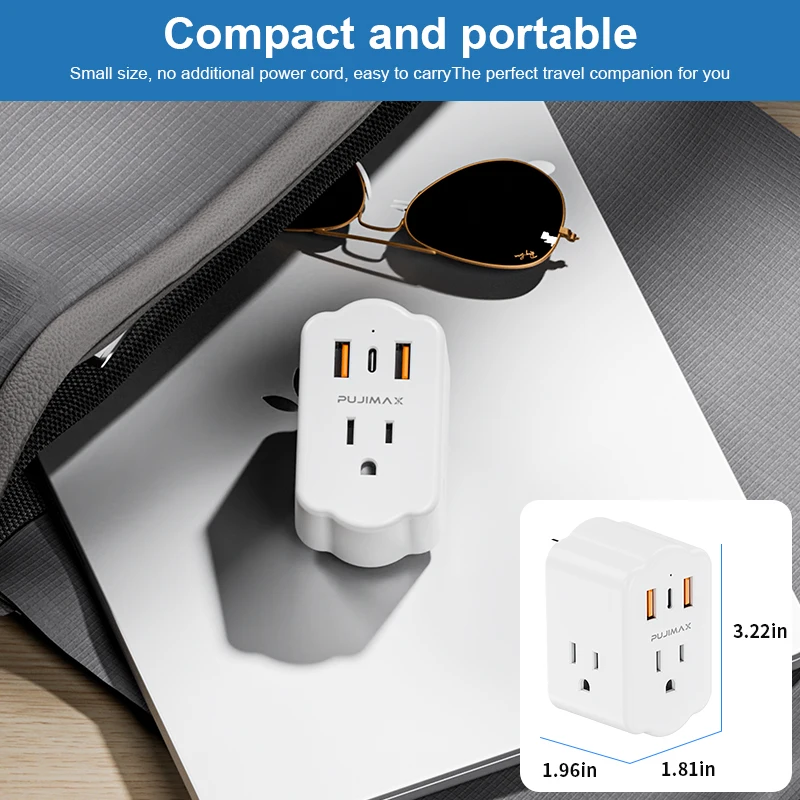 PUJIMAX Universal Plug Power Strip With 3 Outlets 3 USB Charge Multiple Wall Socket Adapter Expands For Cruise Ship Home Office power strip,plug adapter,electrical socket,power socket,power plug adapter,wall socket extender