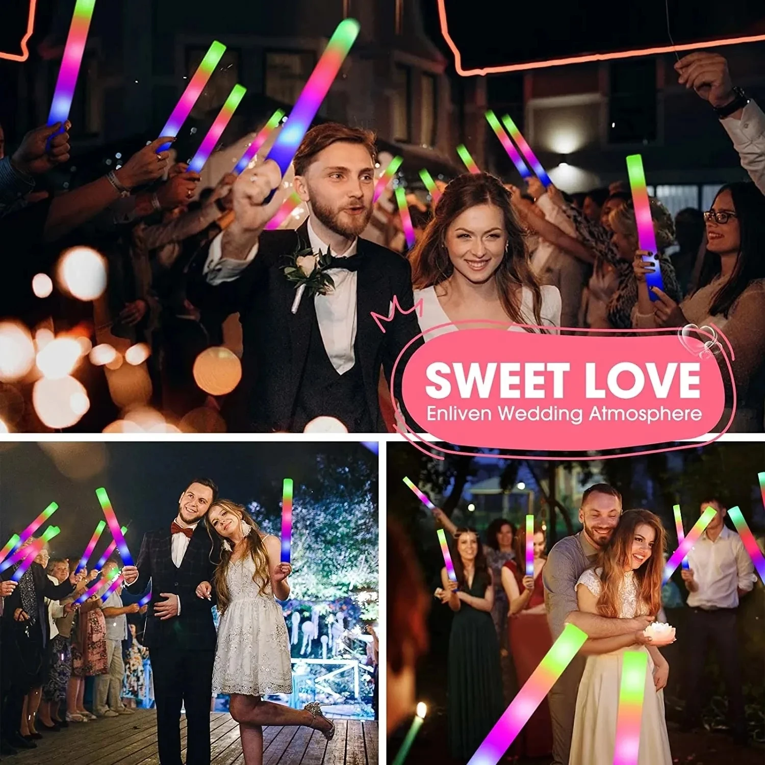 LED Glow Foam Stick Flashing Glow Batons Personalized Cheer Tube Dark Wedding Xmas Party 30/60pcs Glow Sticks Glow Light