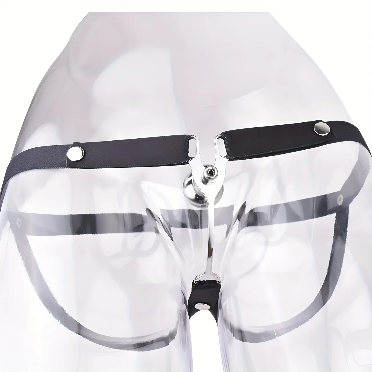 Flat Negative Chastity Cage Stainless Steel Faux Pussy Cage Sheet with 3-Way Assisted Belt Fake Abstinence Bondage Cock 18+