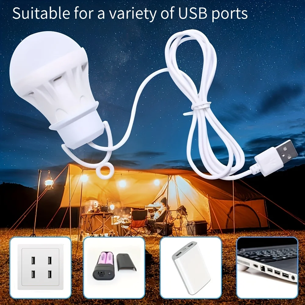 1 x LED Camping Light USB Powered LED Waterproof Tent Light for Hurricane, Emergency, Survival Kit, Hiking, Fishing, Camping
