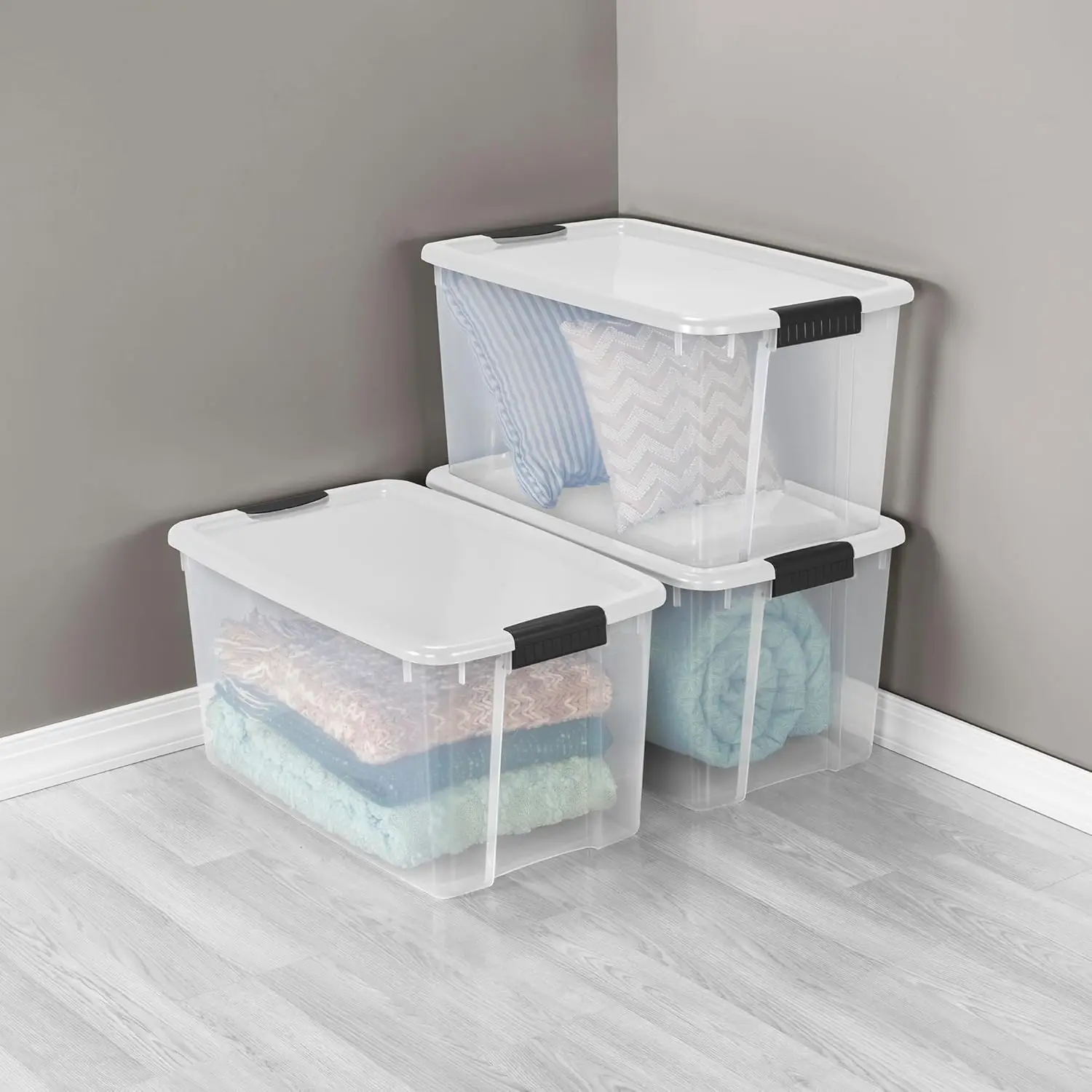 4-Pack Ultra Latching Box, Large Storage Bins w/ Lids, Clear Plastic, 70 Quart 6