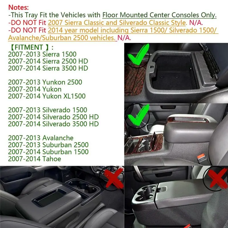 아발란체 타호 실버라도 서버번 1500 2500 시에라 픽업용 센터 콘솔 정리함 수납 트레이 예비 부품