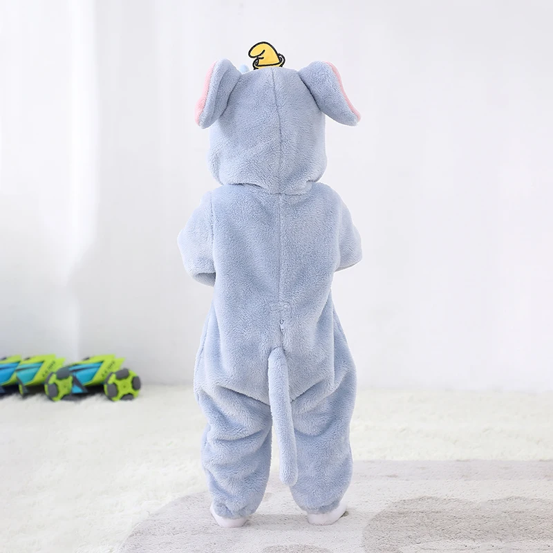 Kigurumis Lovely Elephant Vestiti per neonati Body in flanella invernale Ragazzi Ragazze Pagliaccetto Caldo costume cosplay Vestito con cappuccio - immagine 5