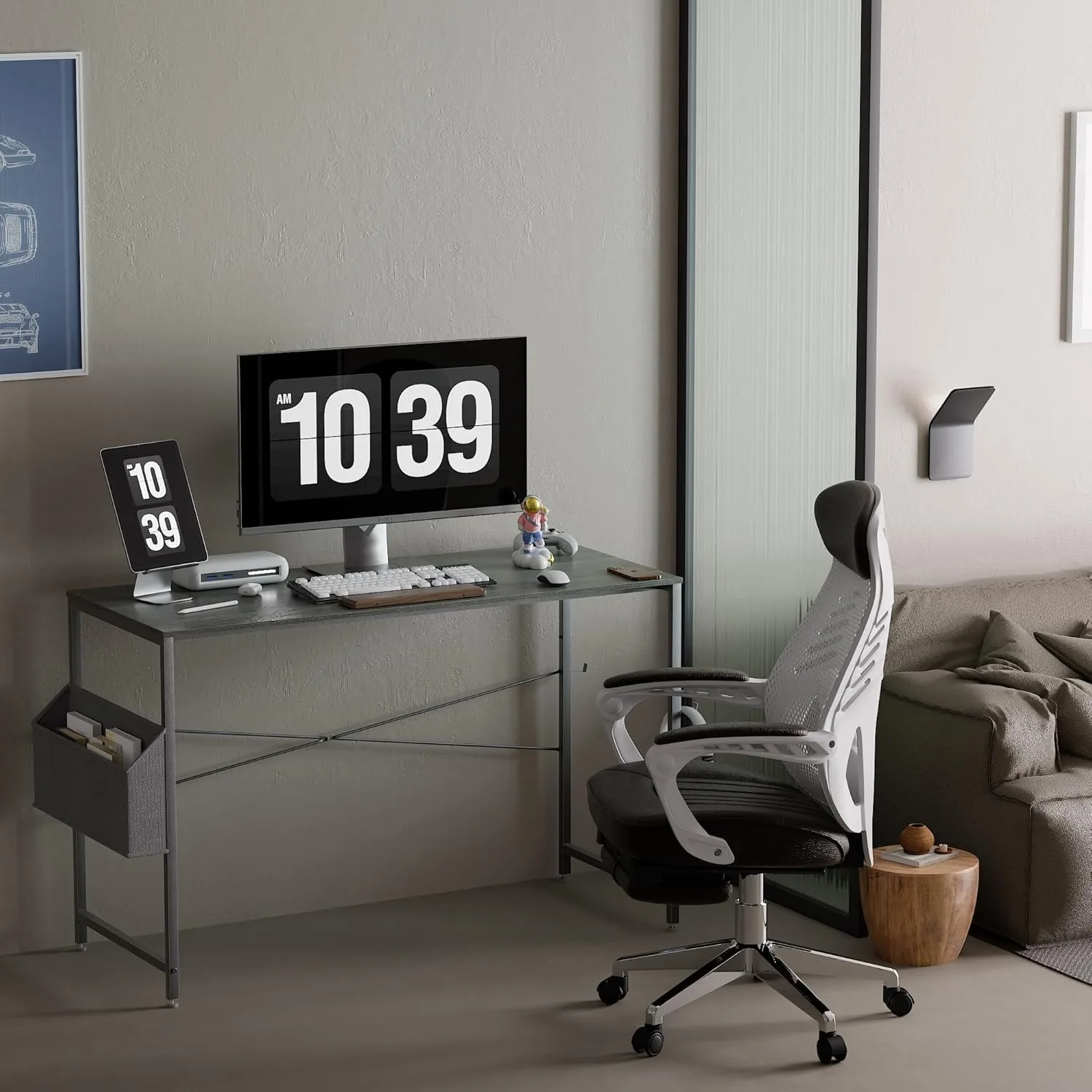 Home Office Work Desk with Headphone Hook, Small Office Desk Study Writing Table 2