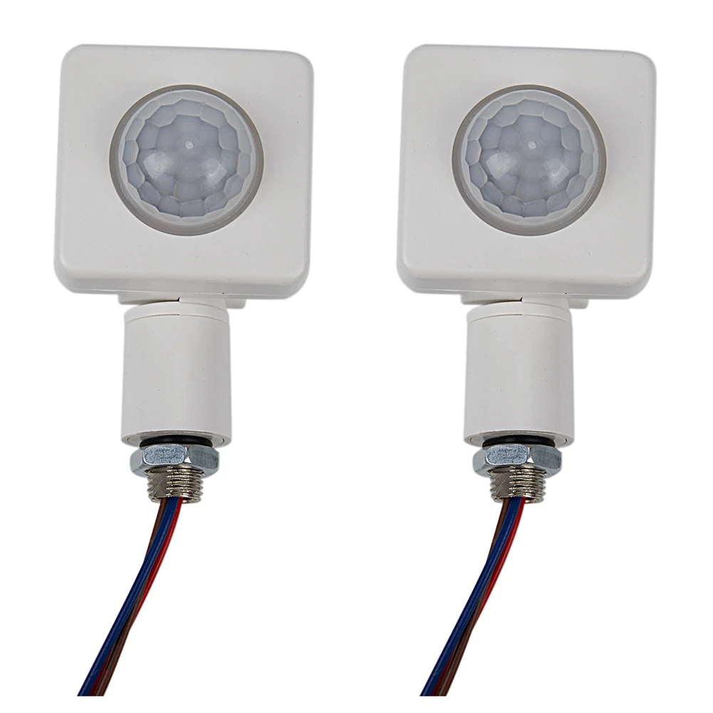 

2X High Quality Automatic PIR 85-265V Security PIR Infrared Motion Sensor Detector Wall LED Light Outdoor White