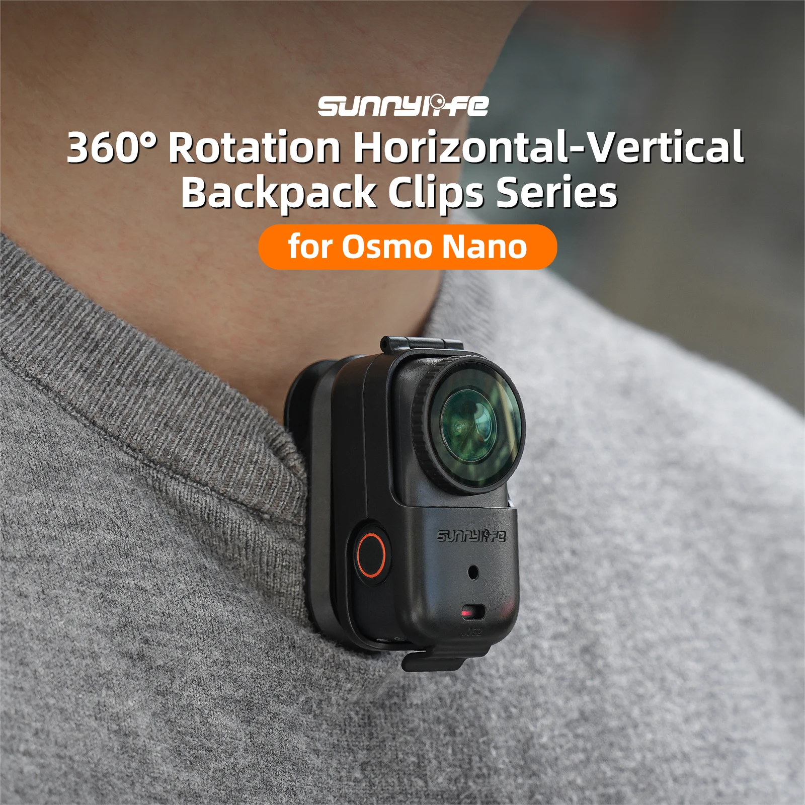 써니라이프 수평/수직 촬영 백팩 클립 360 ° DJI 오즈모 나노 흔들림 방지 홀더 액세서리용 회전 클립 마운트