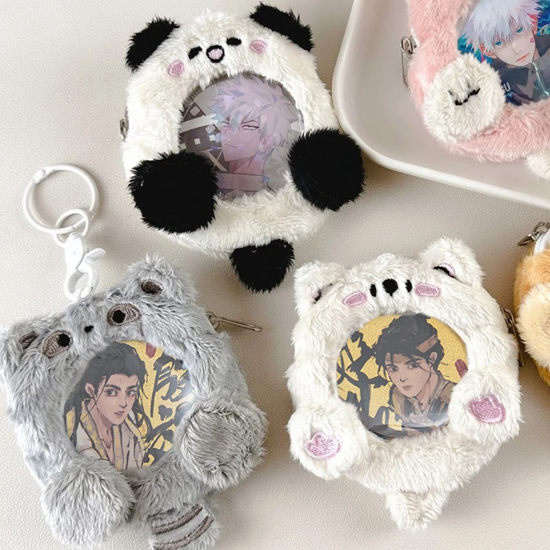 Badge Holder Plush Anime Characters Brooch Protector Cover Coin Cash Storage Bag Display Pendant