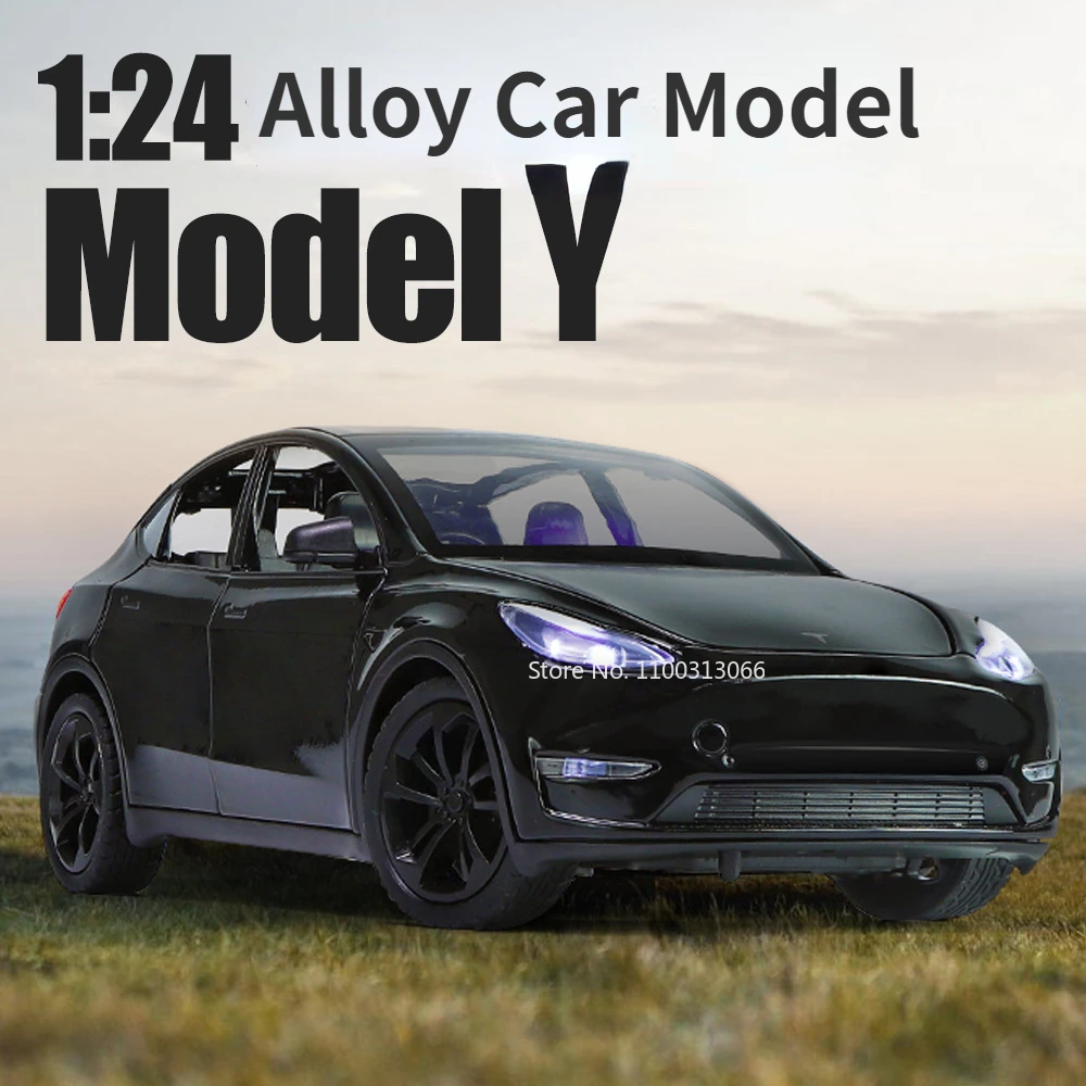 

1:24 Tesla Model Y Car Toys High Simulation Diecast Model Alloy Car with Sound Light Pull Back Function Boy Toy Collection Gifts