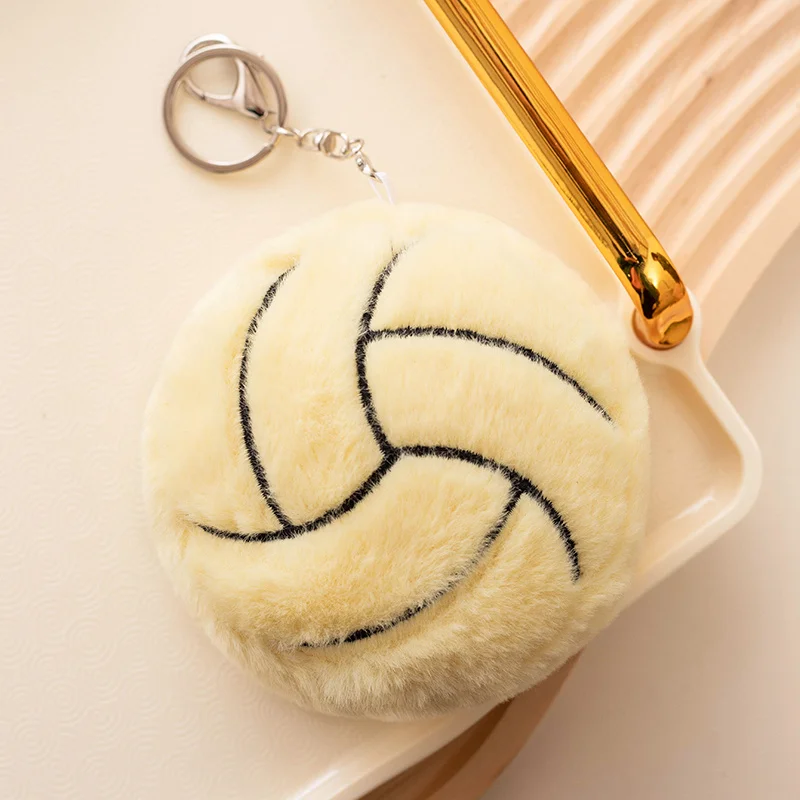 thumbnail image 1 of Llavero con colgante de peluche simulado de 10 cm, pelota de peluche divertida, voleibol, fútbol, rugby, béisbol, tenis, billar, baloncesto, 1 of 5