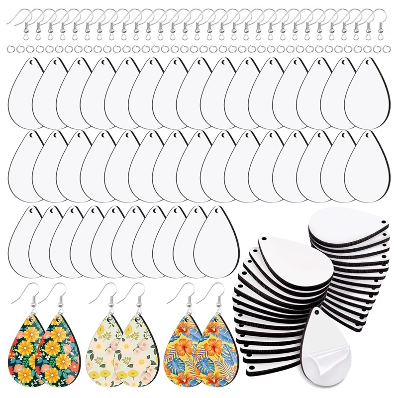 

180 Pcs Sublimation Earring Blanks Sublimation Blanks With Earring Hooks And Jump Rings Unfinished MDF Teardrop Earrings Blanks