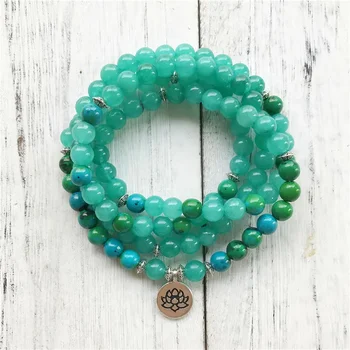 108 Mala Bracelet Yoga Mala Meditation Laps Bracelets Lotus Bracelet Healing Mala Buddhist Prayer Spiritual Om Bracelets Buddha