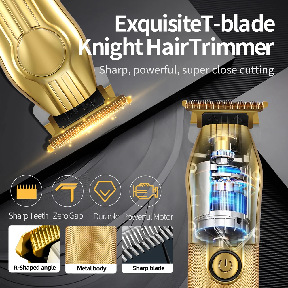 WAIKIL Professional Men's Electric Hair Clipper Three In One Shaver Oil Head Electric Push Shear USB Rechargeable Carving Shear 3