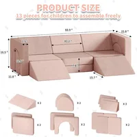 13PCS Modular Kids Play Couch 13 in 1 Toddler Couch for Playing, Creativing, Sleeping Indoor Kids Sofa for Boys and Girls (Pink) 2