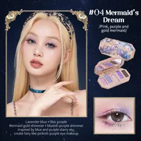 Flower Knows Makeup Set Mermaid Eyeshadow Palette Matte Swan Setting Powder Strawberry Violet Mirror Hair Clip 4Pcs Kit 2