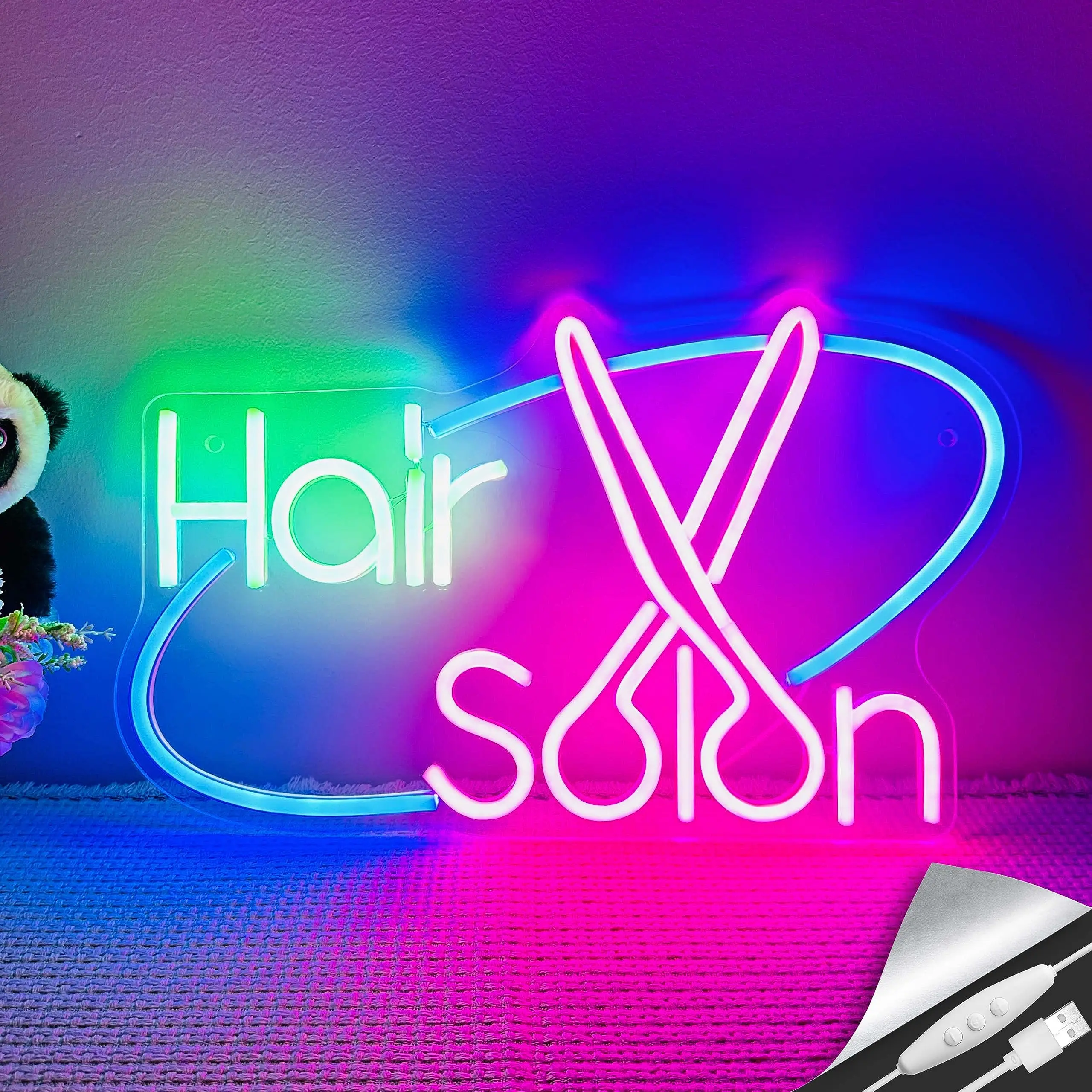 

Hair Salon LED Neon Sign Lights Barbershop Acrylic Hanging Party Clup Aesthetic Room Home Barber Shop Wall Decoration