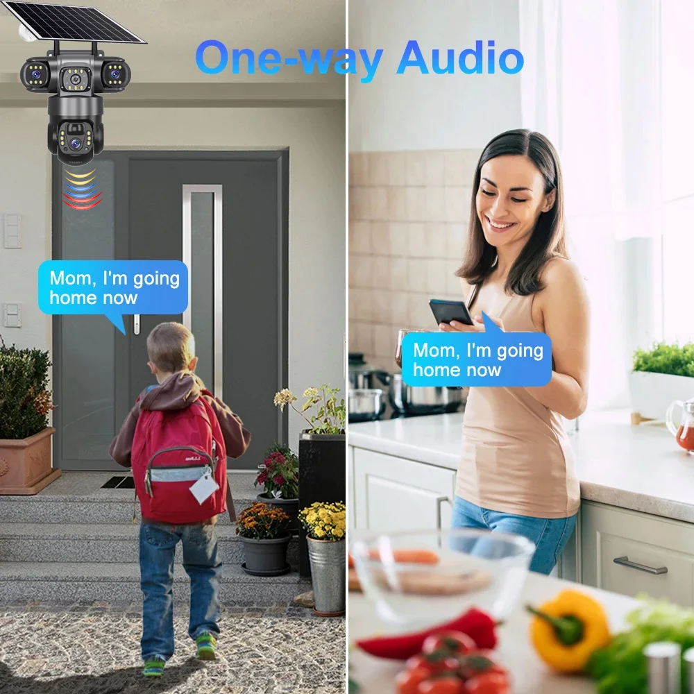 Solar Camera 4G Sim Outdoor 3 Lens 3 Screen 10X Zoom PIR Human Detect Cameras Waterproof Night Vision CCTV Security Protection 5