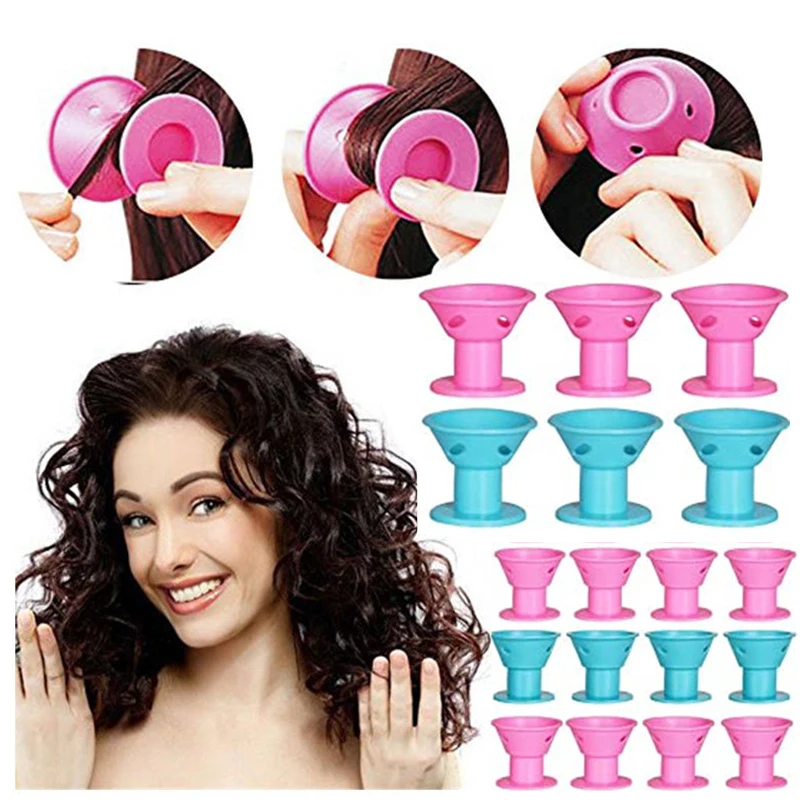 14/10/20/24 Gomma Morbida Silicone Senza Calore Bigodino Di Capelli Torsione Rulli Per Capelli Clip Non Ferire I Riccioli Strumenti Per Lo Styling Fai