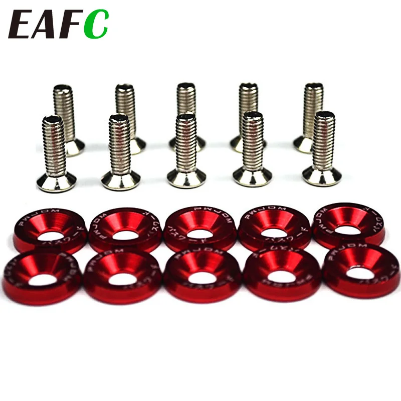 10pcs Car Modified Hex Fasteners Fender Washer Bumper Engine Concave Screws Aluminum Washers And M6 Bolt For Honda QRF002-TP