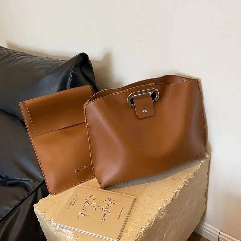

Сумка из мягкой кожи для мужчин и женщин, вместительный дизайнерский офисный портфель в стиле ретро, композитная сумка, комплект из 2 сумок для ноутбука 16 дюймов