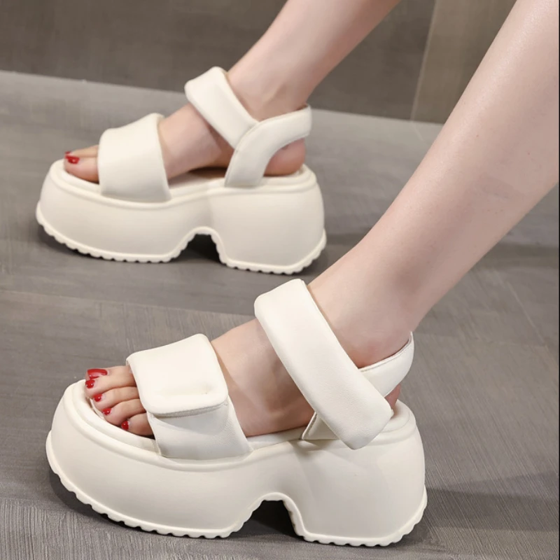 Fujin Platform Wedge Retro British Women Fashion Mules Ins