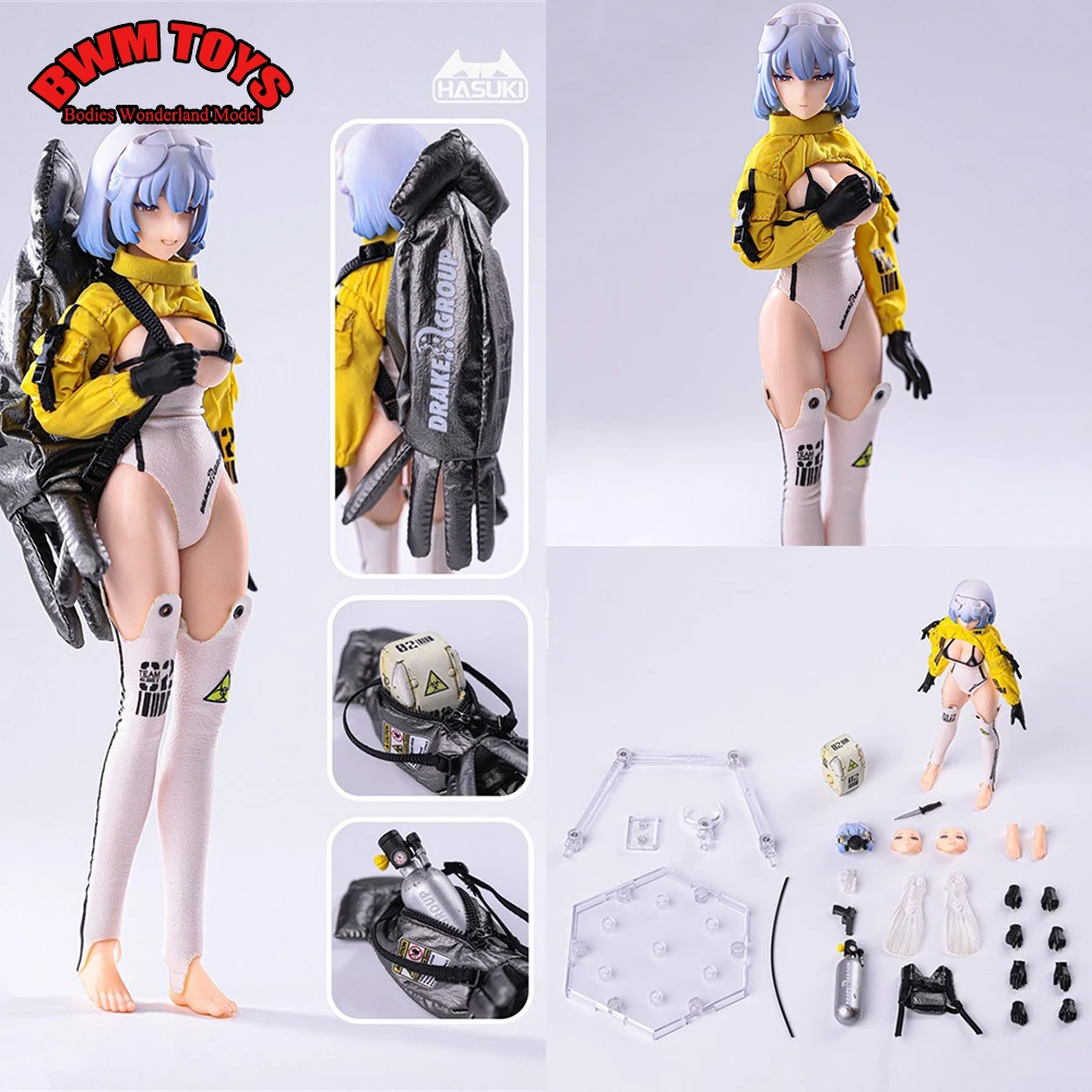

In Stock 1/12 Scale Collectible HASUKI SE002 Deep Sea Diving Girl Craken 6 inch Action Figure with Special Squid Shaped Backpack