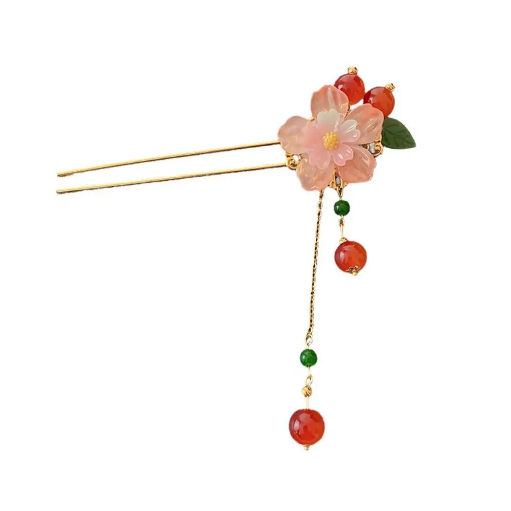 Elegant Chinese Style Flower Hair Stick Handmade Vintage Hanfu Hair Bun Hair Clips Alloy Butterfly Hairpin For Girls Children