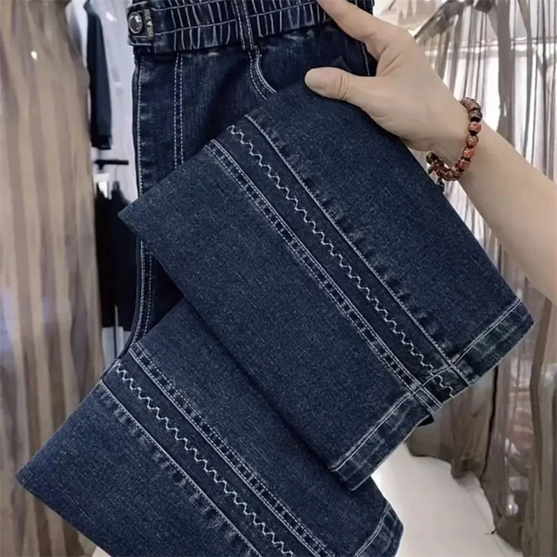 2025 New Autumn Korean Jeans Women's Elastic High Waist Jeans Fashion Wild Women Stretch Pants Wome Denim Pants Lady Trousers 3