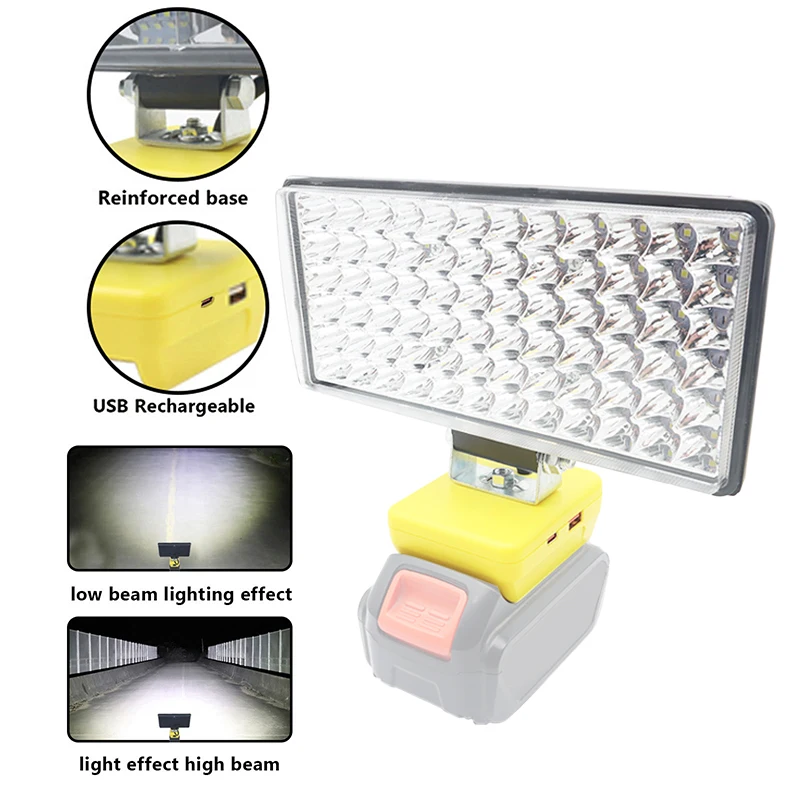 72 LED 작업 조명 손전등 토치 유형 C USB 보조베터리 Makita 용 DeWalt 용 Bosch 용 Milwaukee 18V 20V 리튬 이온 배터리