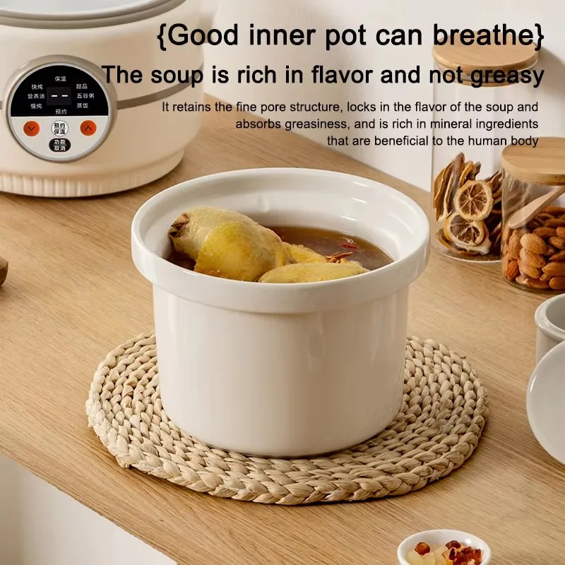 Low Sugar Electric Rice Cooker Food Steamer Meal Heating Lunch Frying Pan Ceramic Liner Soup Porridge Stew Slow Cooking Hot Pot