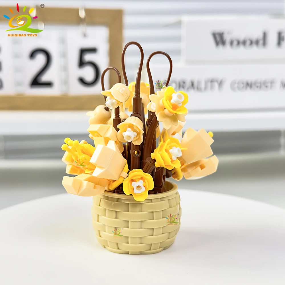 HUIQIBAO Flower Building Blocks Bouquet Potted Plant MOC, Eternal Flower Model DIY Home Desk Decoration Brick Toy for Children - Image 5