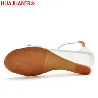 Crystal Queen Women High Heels Summer Shoes White Wedges Ankle Strap Straw Platform Sandals - Image 6