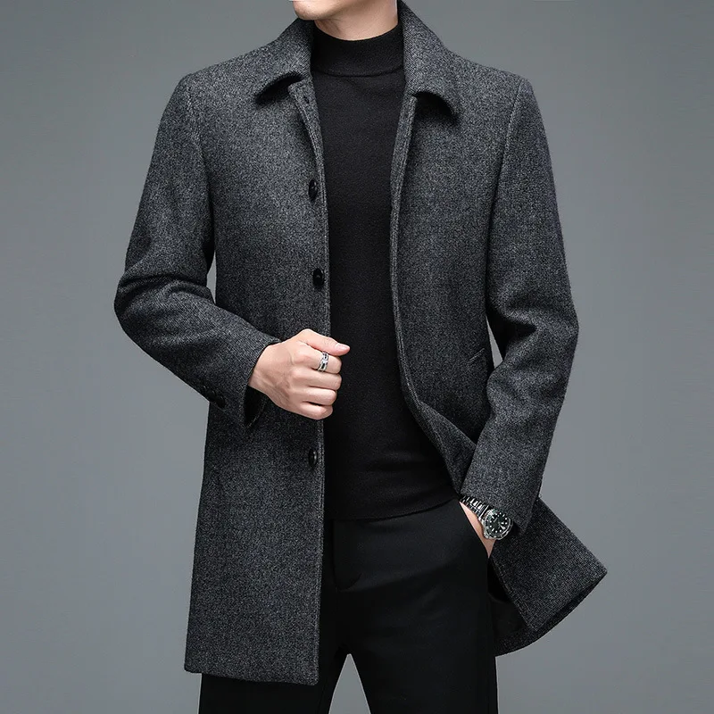 

VOLALO Winter Autumn Man Cashmere Wool Coat With Detachable Puffer Lining Design Overcoat Sheep Elegant Wool Classic Outfits