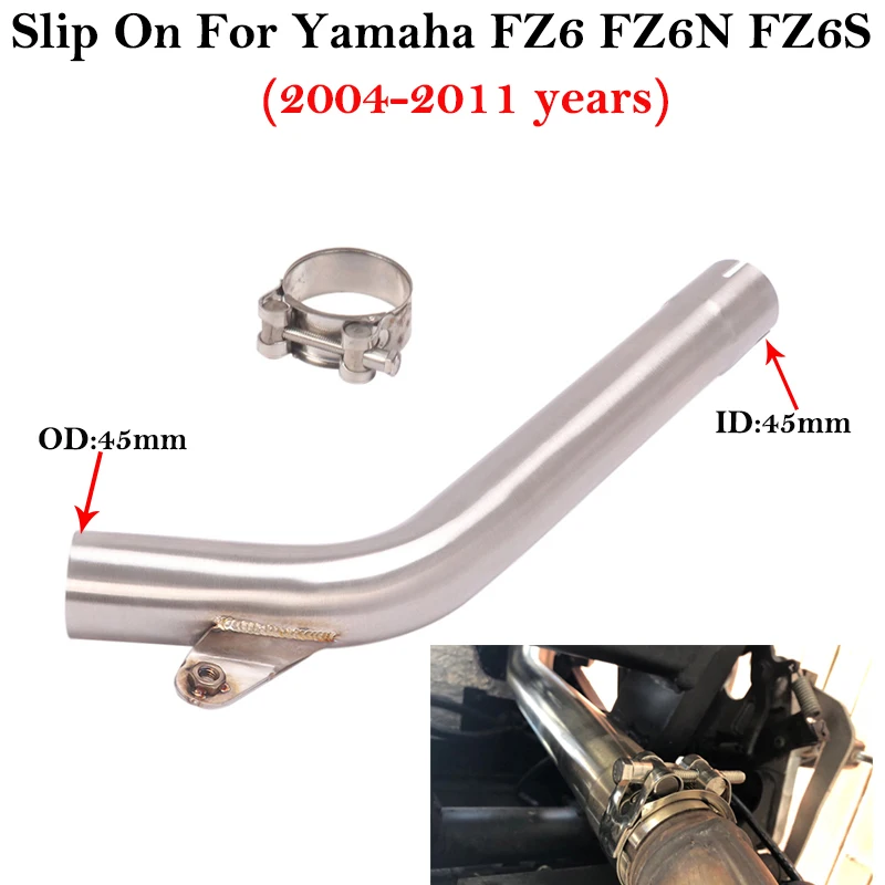 

Слипоны для мотоцикла Yamaha FZ6 FZ6N FZ6S 2004 - 2011 модифицированный глушитель выхлопной трубы среднего звена из нержавеющей стали