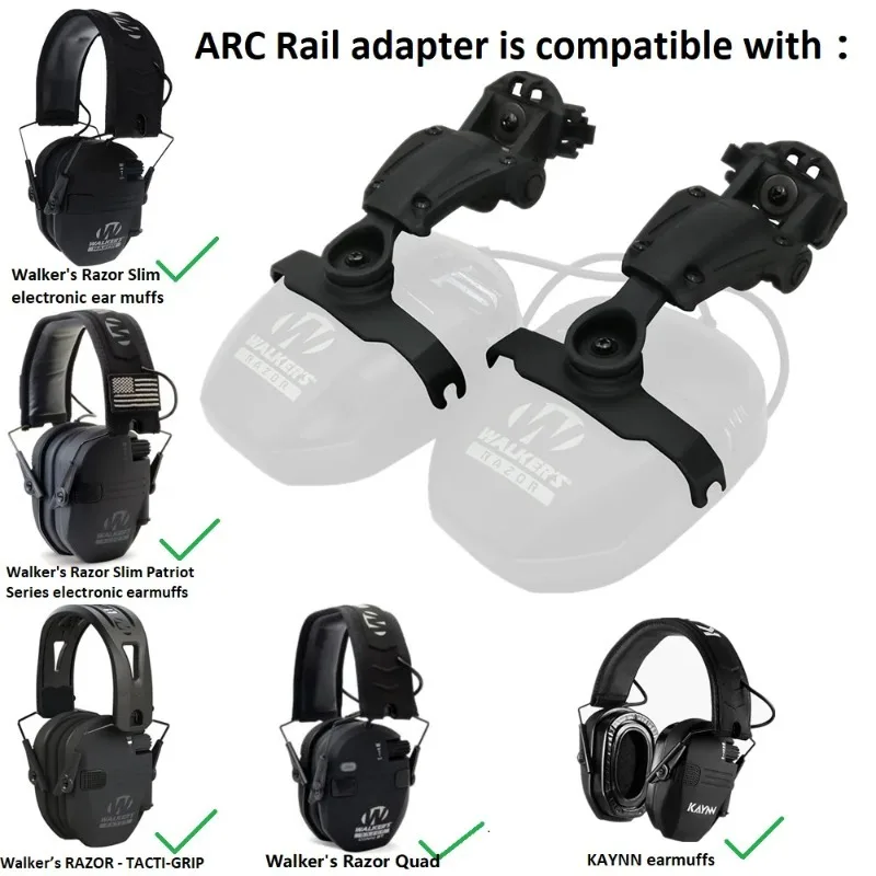 walkers razor タイプ 電子イヤーマフ ヘルメットアダプター付き タクティカルアークヘルメットレールアダプター、電子イヤーマフ