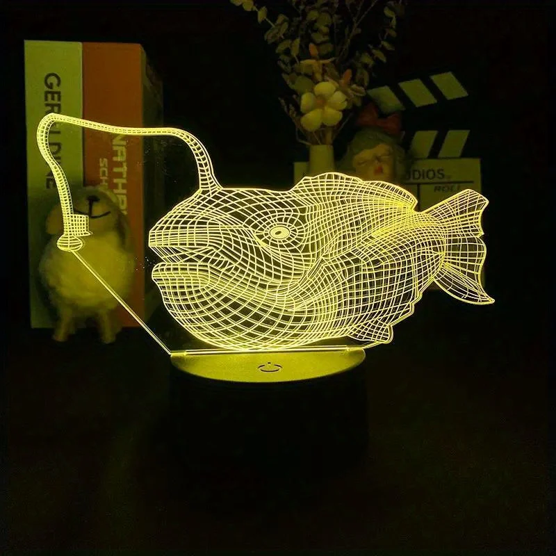 

Большая рыба, 3D ночник, животное, река, существо, креативная Настольная лампа с сенсорными переключателями и красочными светящимися лампами для декора, подарок