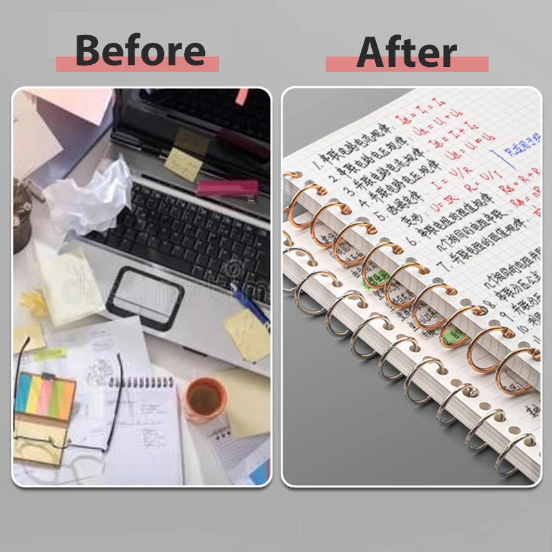 금속 책 바인더 링, 느슨한 잎 종이 책 인덱스 카드, 앨범 바인딩 클립, 구멍 펀치, 사무용품, 20mm, 30mm, 40mm, 50mm