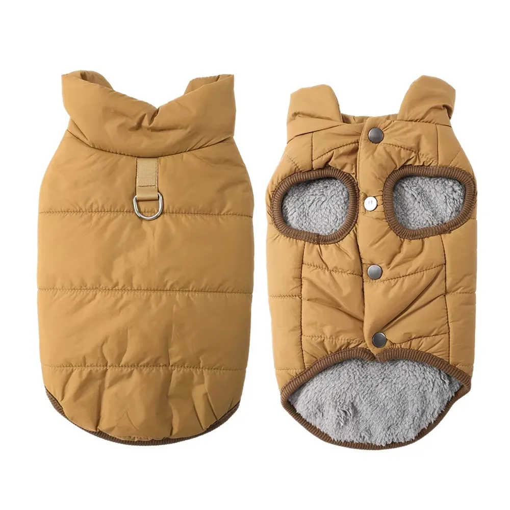 Household Waterproof Winter Dog Coat Fleece Thickened Dog Vest Warm with D Shape Ring Puppy Costume Outdoor