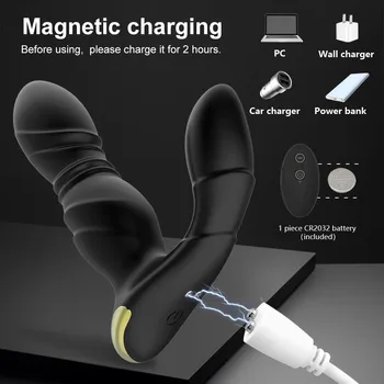 Stretching Vibrators Prostate Massager Adult Toys 8-frequency Telescopic Vibrator Anal Vibrator Sex Toys for Men Remote control 5