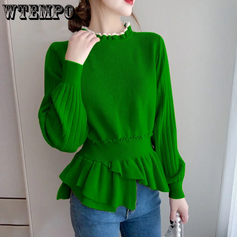 

WTEMPO Women's Sweater Long Sleeve Solid Undercoat South Korea Fashion Casual All-matching Sweater Winter Clothes Women Y2k Top