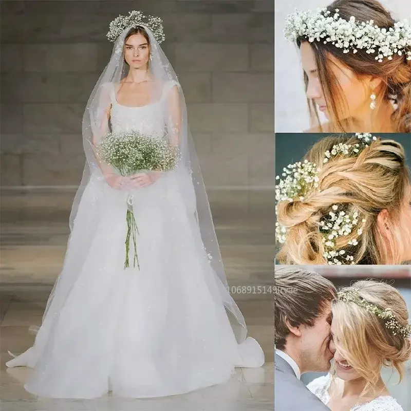 90Heads Artificial Flowers Branch Plastic Gypsophila DIY Floral Bouquets for Handmade Wedding Engagement Party Home Decorations