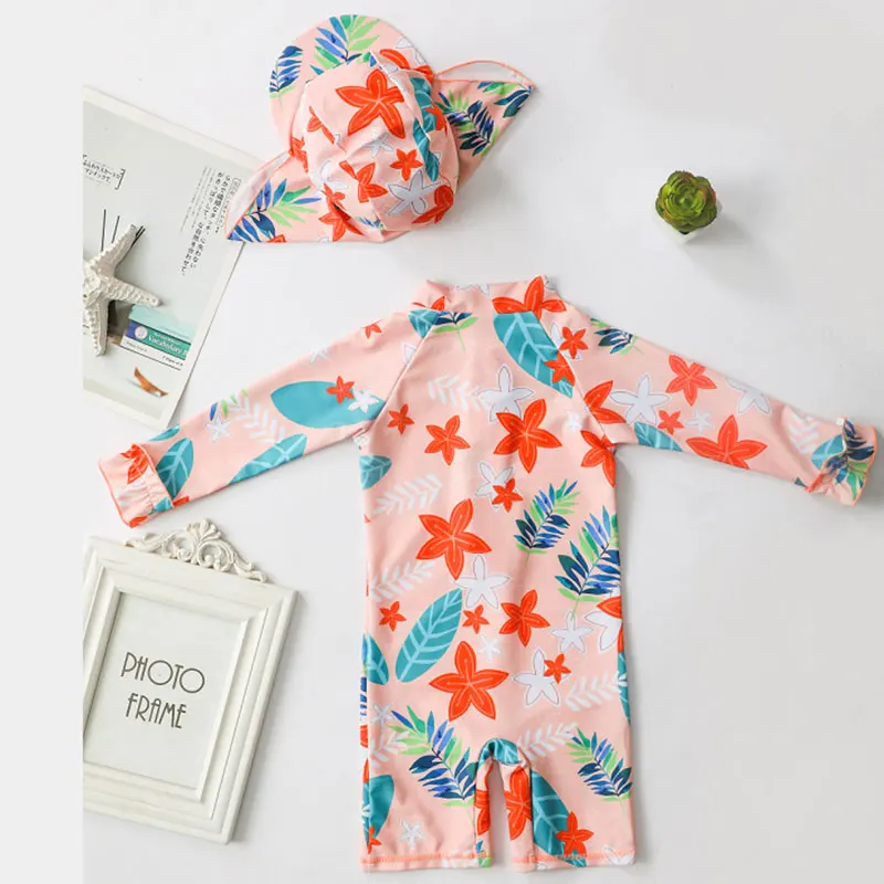 UV Baby Girl Swimsuit One Piece Swimming Jumpsuit Ruffles Bathing Suit SPF 50 Long Sleeve Kids Swimwear Boys 1-7 Years Kids Swimsuits