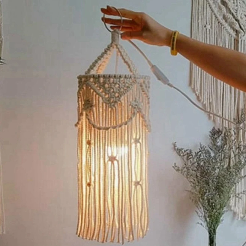 3X Chandelier Boho Decor Hand-Woven Charm Macrame Wall Hanging Creative Home Bunk Home Decoration Lamp Shade Mandala CNIM Hot