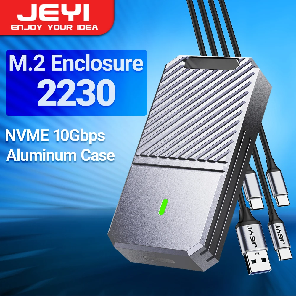 Jeyi-nvme Ssd Enclosure Alumínio M.2 Case Caixa de Disco de Estado Sólido Externo Portátil Suporta Uasp Trims Pcie Usb 3.2 10gbps 2230
