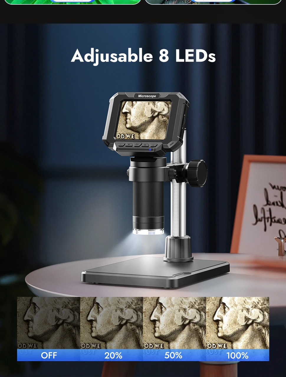 2.8 inch LCD Digital Microscope 1080P USB Magnifier 1000X for Repair Coin PCB Ci