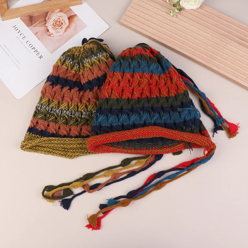 1PC New and high quality Decor Elastic Thick Hollow Out Beanie Soft Warm Regular Fit Ear Protection Lady Winter Hat