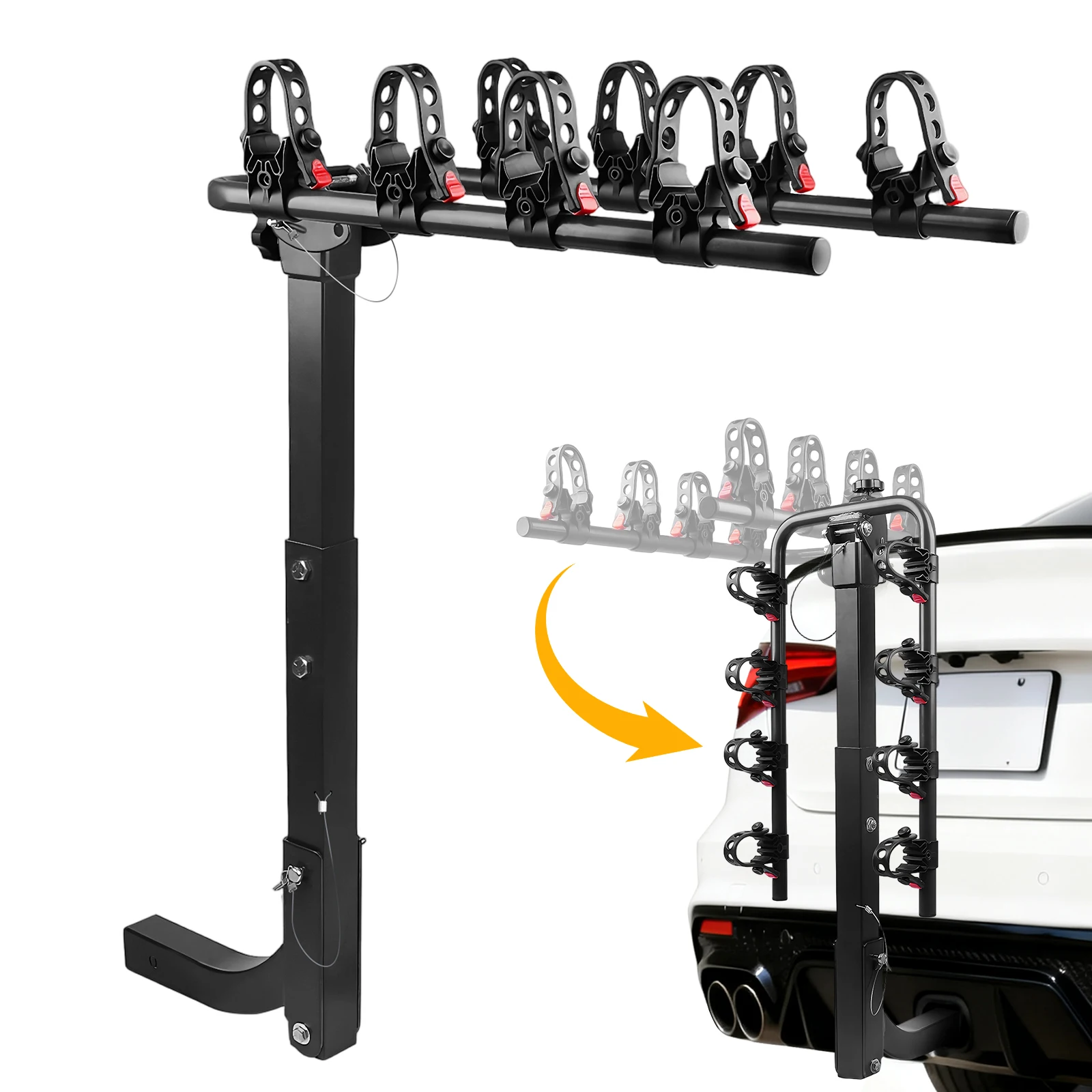 Hitch Mount Bicycle Rack Carrier Foldable Bike Carrier Rack 4-Bike Rack for Cars Trucks SUVs Minivans